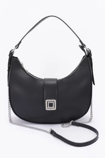 Fashnzfab Faux Leather Hobo Bag In Black