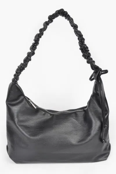 Fashnzfab Faux Leather Hobo Bag In Black