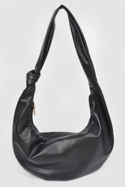 Fashnzfab Faux Leather Hobo Bag In Black