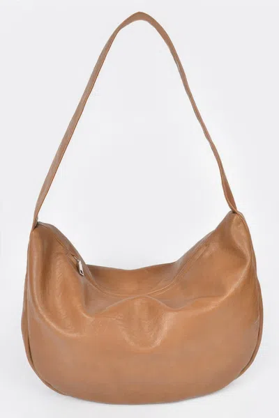 Fashnzfab Faux Leather Hobo Bag In Brown