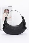 Fashnzfab Faux Leather Hobo Bag W/ Bows In Black