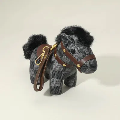 Fashnzfab Faux Leather Horse Toy Keychain Bag Charm In Purple