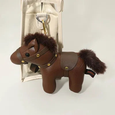 Fashnzfab Faux Leather Horse Toy Keychain Bag Charm In Brown