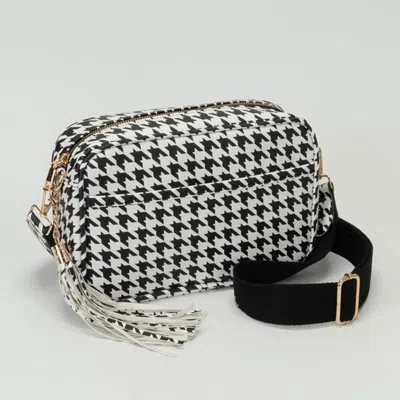 Fashnzfab Faux Leather Houndstooth Pattern Crossbody Bag In Multi