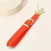 Fashnzfab Faux Leather Key Accent Belt Wristlet Keychain Strap Bag Charm In Orange
