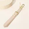 Fashnzfab Faux Leather Key Accent Belt Wristlet Keychain Strap Bag Charm In Sand