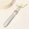 Fashnzfab Faux Leather Key Accent Belt Wristlet Keychain Strap Bag Charm In Silver