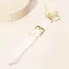Fashnzfab Faux Leather Key Accent Belt Wristlet Keychain Strap Bag Charm In White