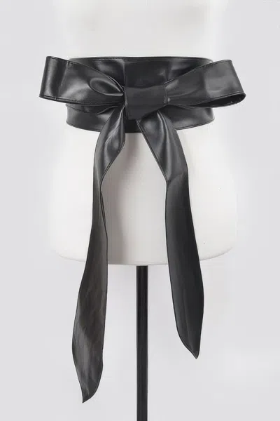 Fashnzfab Faux Leather Kimono Belt In Black