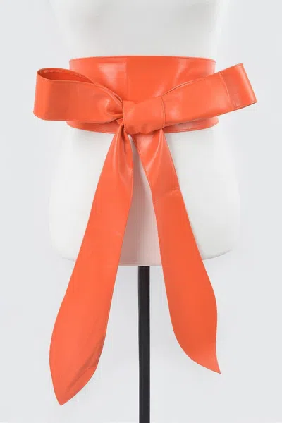 Fashnzfab Faux Leather Kimono Belt In Orange