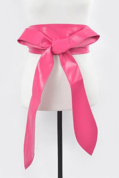 Fashnzfab Faux Leather Kimono Belt In Pink