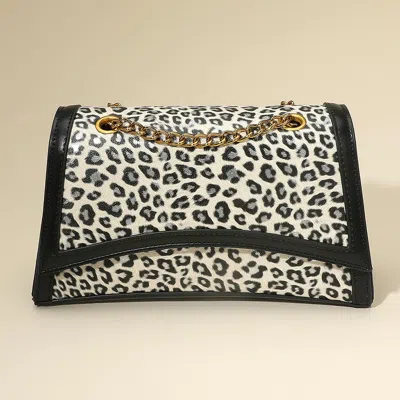 Fashnzfab Faux Leather Leopard Print Structured Handbag / Crossbody Bag In Black