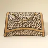 Fashnzfab Faux Leather Leopard Print Structured Handbag / Crossbody Bag In Green