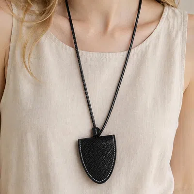 Fashnzfab Faux Leather Magnetic Hat And Sunglasses Clip Bag Charm In Black