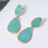 Fashnzfab Faux Leather Metal Abstract Plate Link Dangle Earrings In Blue