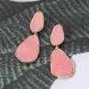 Fashnzfab Faux Leather Metal Abstract Plate Link Dangle Earrings In Pink
