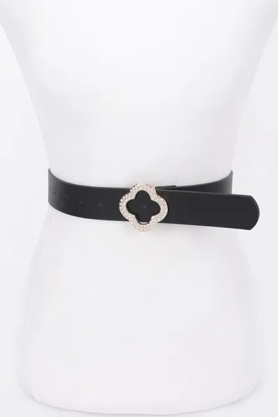 Fashnzfab Faux Leather Metal Buckle Belt In Black