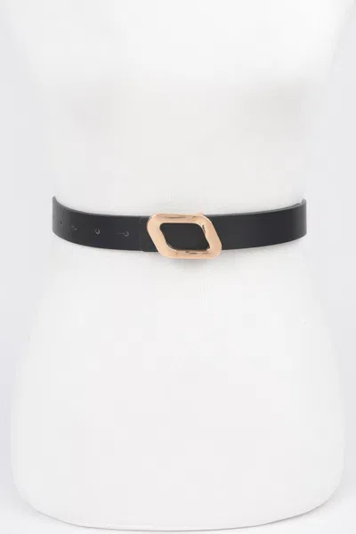 Fashnzfab Faux Leather Metal Buckle Belt In Black