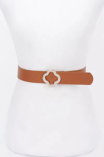 Fashnzfab Faux Leather Metal Buckle Belt In Brown