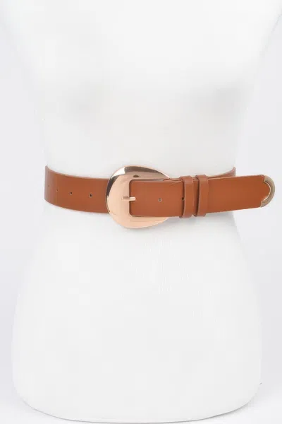 Fashnzfab Faux Leather Metal Buckle Belt In Brown