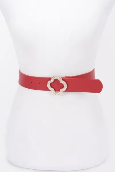 Fashnzfab Faux Leather Metal Buckle Belt In Red