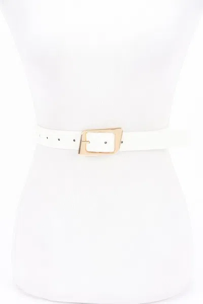 Fashnzfab Faux Leather Metal Buckle Belt In White