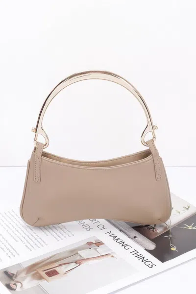 Fashnzfab Faux Leather Metal Handle Zip Clutch In Green