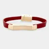 Fashnzfab Faux Leather Metal Magnetic Bracelet Burgundy, Gold In Multi