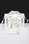 Fashnzfab Faux Leather Metal Studded Jacket Clutch In White