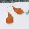 Fashnzfab Faux Leather Metal Teardrop Dangle Earrings - Brown, Gold In Brown