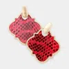 Fashnzfab Faux Leather Metal Trim Dangle Earrings - Gold, Red In Red