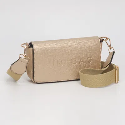 Fashnzfab Faux Leather Mini Bag Message Structured Crossbody Bag In Gold