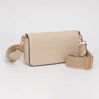 Fashnzfab Faux Leather Mini Bag Message Structured Crossbody Bag In Sand