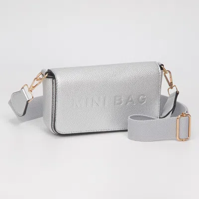 Fashnzfab Faux Leather Mini Bag Message Structured Crossbody Bag In Silver