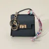 Fashnzfab Faux Leather Mini Handbag Keychain / Bag Charm In Blue