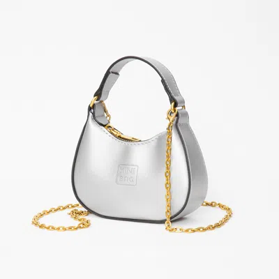 Fashnzfab Faux Leather Mini Hobo Handbag / Crossbody Bag In Silver