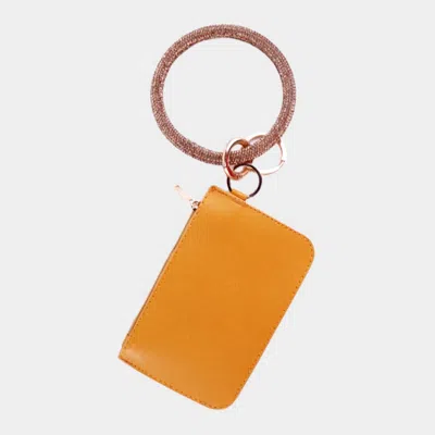 Fashnzfab Faux Leather Mini Pouch Bag / Keychain / Bracelet In Orange