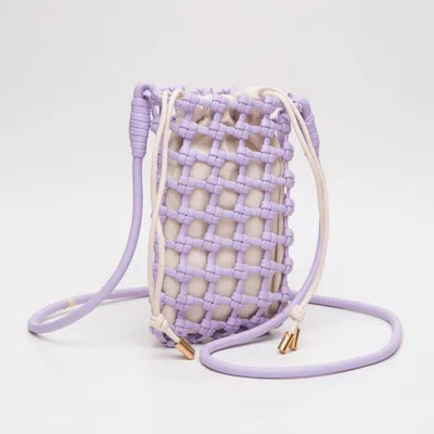 Fashnzfab Faux Leather Mini Woven Crossbody Bag In Purple