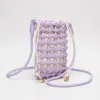 Fashnzfab Faux Leather Mini Woven Crossbody Bag In Purple