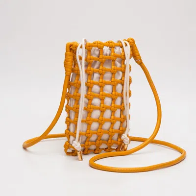 Fashnzfab Faux Leather Mini Woven Crossbody Bag In Yellow