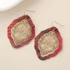 Fashnzfab Faux Leather Moroccan Filigree Dangle Earrings - Red In Multi
