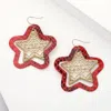 Fashnzfab Faux Leather Moroccan Filigree Star Dangle Earrings In Red