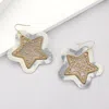 Fashnzfab Faux Leather Moroccan Filigree Star Dangle Earrings In White