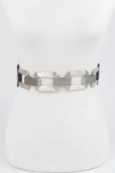 Fashnzfab Faux Leather Multi Metal Buckle Plus Size Belt In Silver