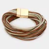 Fashnzfab Faux Leather Multistrand Wrap Magnetic Bracelet Brown In Brown