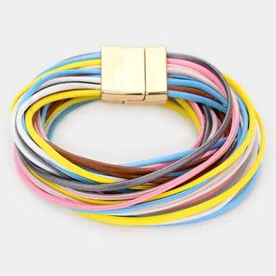 Fashnzfab Faux Leather Multistrand Wrap Magnetic Bracelet Multi