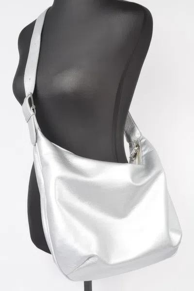 Fashnzfab Faux Leather Old Money Look Shoulder Bag In Silver