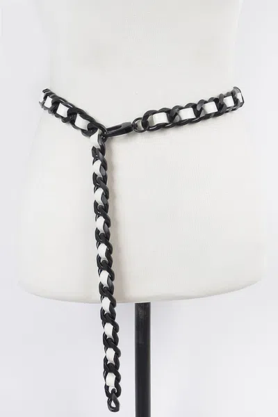 Fashnzfab Faux Leather Oversized Chain Belt In Black