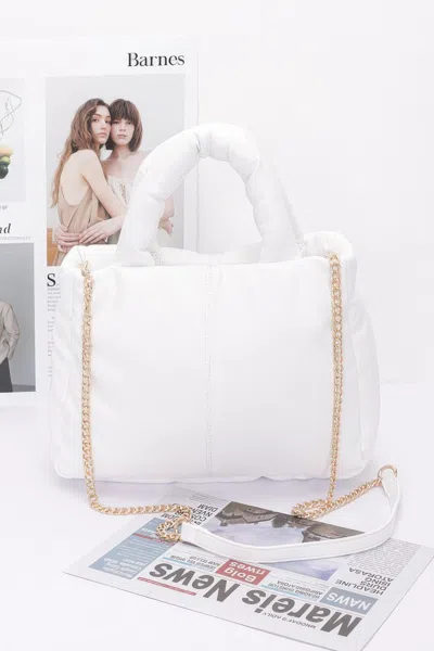 Fashnzfab Faux Leather Padded Tote Bag In White