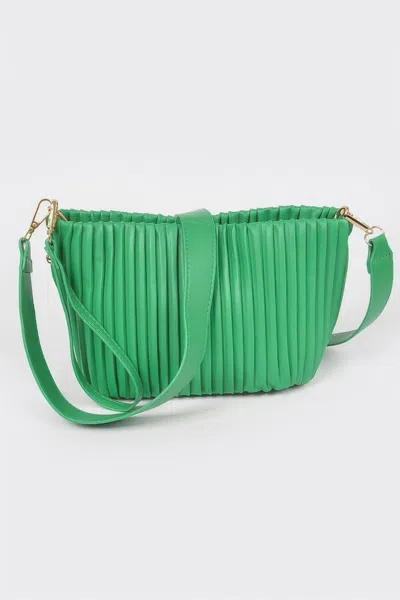 Fashnzfab Faux Leather Pleated Bag In Green